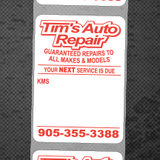 Oil Change Roll Stickers Standard 1.5" x 2.125"